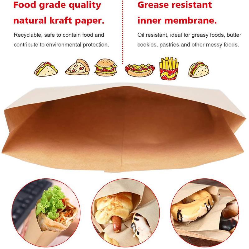 recyclable greasy food kraft bags